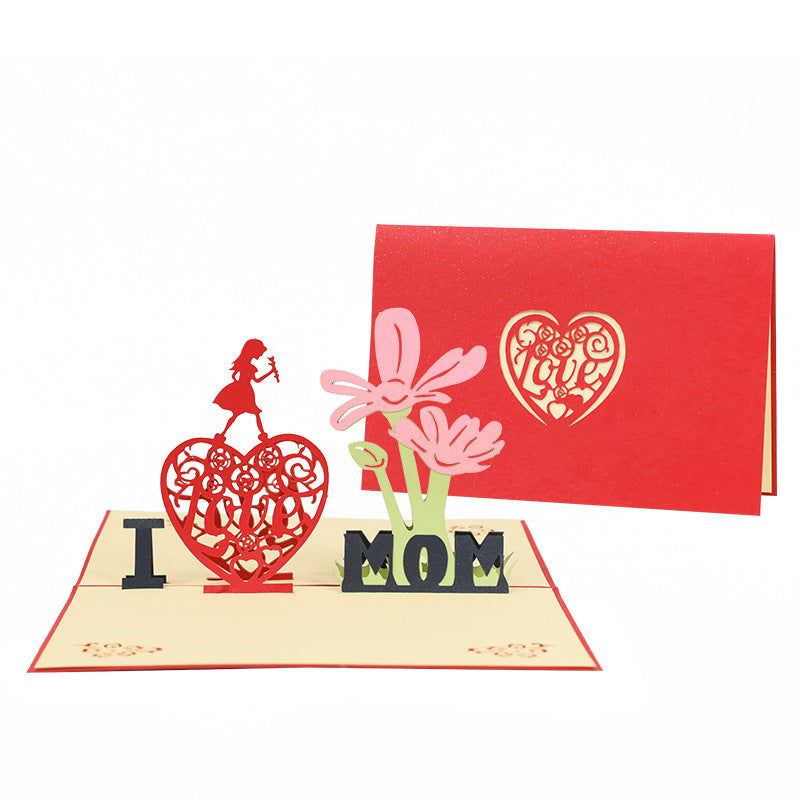 Wholesale Mother's Day Paper Three-dimensional Greeting Cards 3D Hot Stamping Ornaments